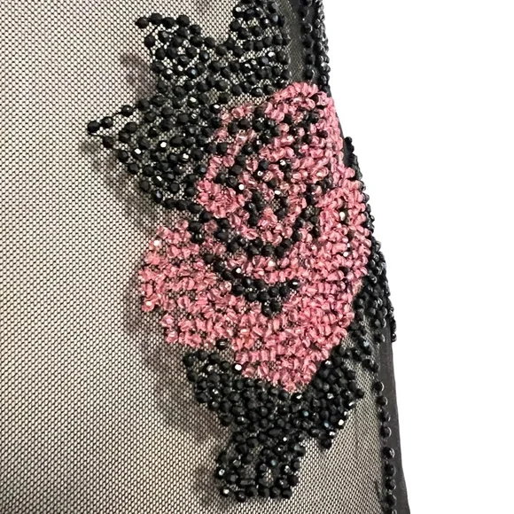 VINTAGE GOWN SUE WONG Beaded Floral on Peekaboo Mesh Underslip Prom Bridal Y2K - Picture 7 of 17